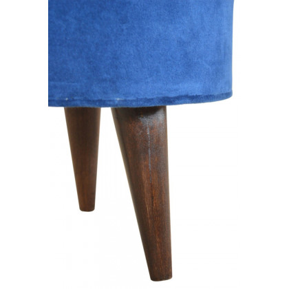 Artisan Nordic Style Footstool - Royal Blue, Velvet