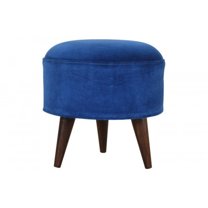 Artisan Nordic Style Footstool - Royal Blue, Velvet