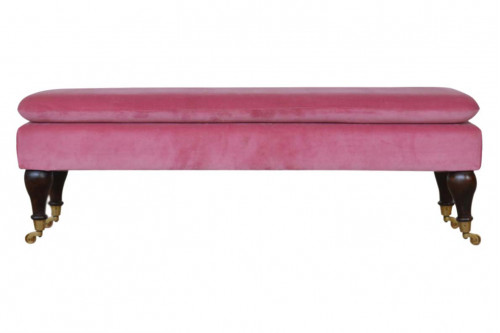 Artisan™ Bench with Castor Legs - Velvet, Pink