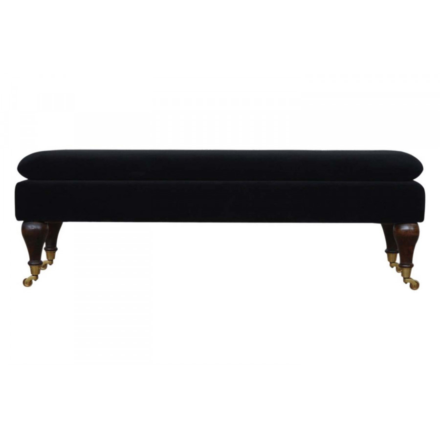 Artisan Bench with Castor Legs - Black, Velvet