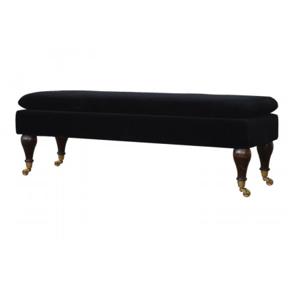 Artisan Bench with Castor Legs - Black, Velvet