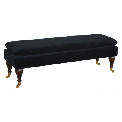 Artisan Bench with Castor Legs - Black, Velvet