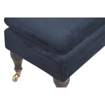 Artisan Bench with Castor Legs - Black, Velvet
