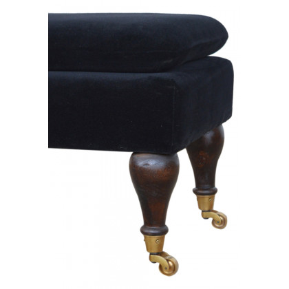 Artisan Bench with Castor Legs - Black, Velvet