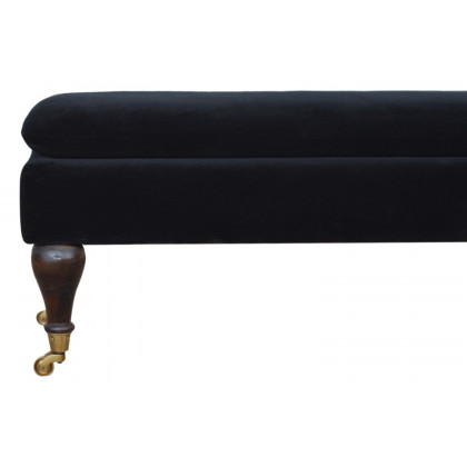 Artisan Bench with Castor Legs - Black, Velvet