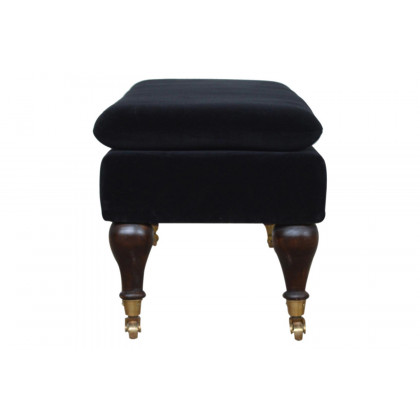 Artisan Bench with Castor Legs - Black, Velvet