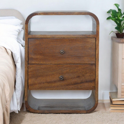 Artisan - Chestnut Curve 2 Drawer Nightstand