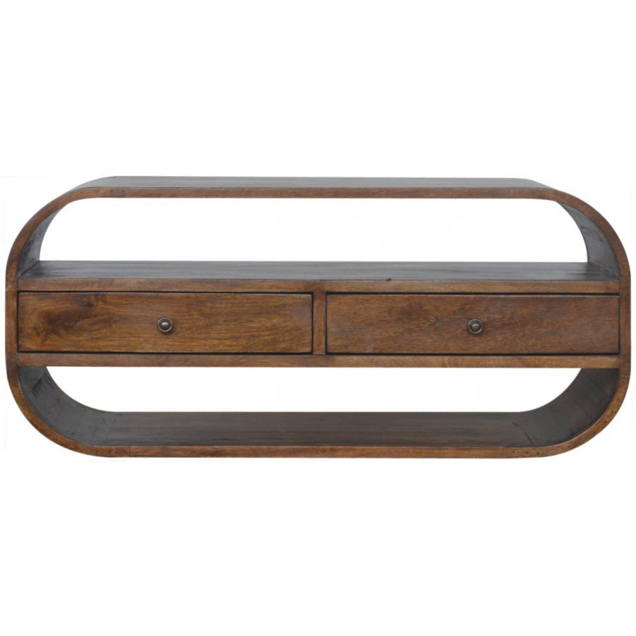 Artisan - Chestnut Curved Edge Media Unit With 2 Drawers