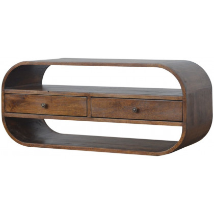 Artisan - Chestnut Curved Edge Media Unit With 2 Drawers