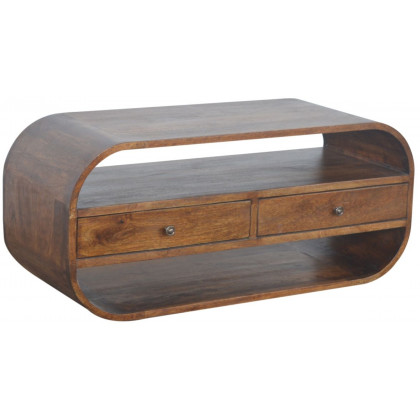 Artisan - Chestnut Curved Edge Media Unit With 2 Drawers