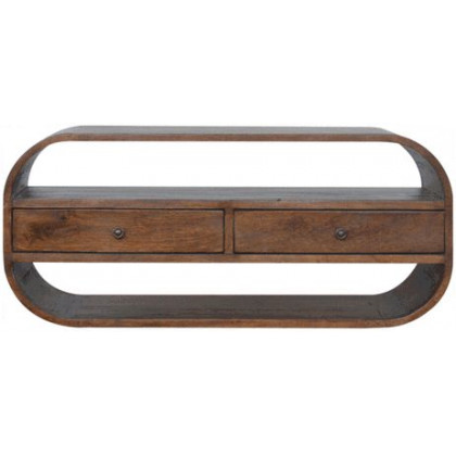 Artisan - Chestnut Curved Edge Media Unit With 2 Drawers