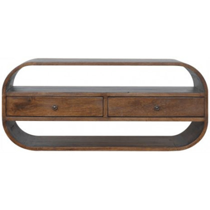 Artisan - Chestnut Curved Edge Media Unit With 2 Drawers