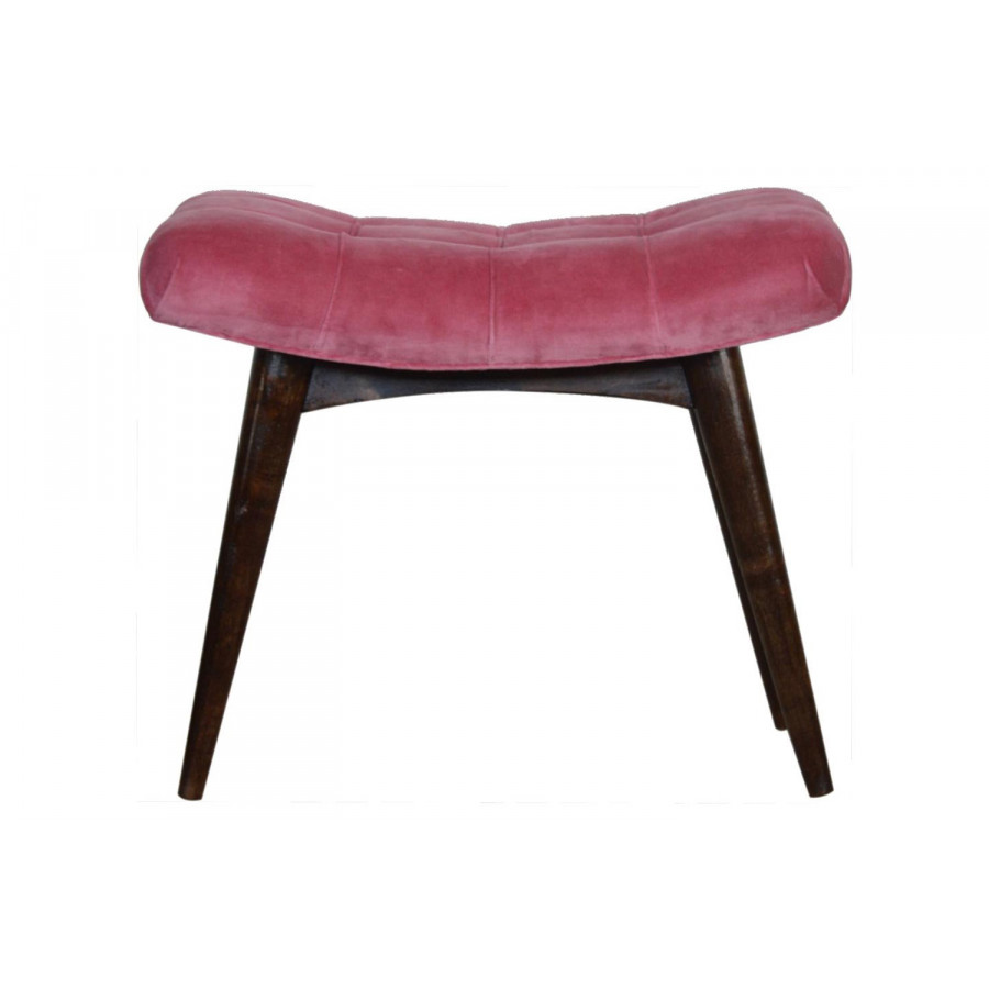 Artisan Curved Bench - Pink Cotton, Velvet