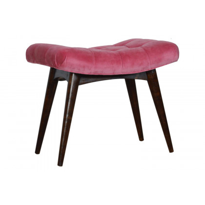Artisan Curved Bench - Pink Cotton, Velvet