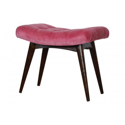 Artisan Curved Bench - Pink Cotton, Velvet