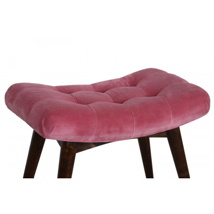 Artisan Curved Bench - Pink Cotton, Velvet