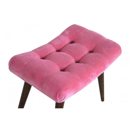 Artisan Curved Bench - Pink Cotton, Velvet