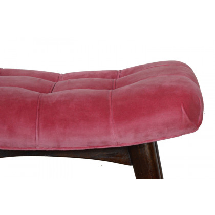 Artisan Curved Bench - Pink Cotton, Velvet