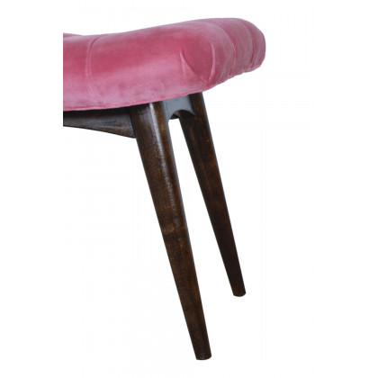 Artisan Curved Bench - Pink Cotton, Velvet