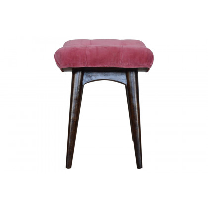 Artisan Curved Bench - Pink Cotton, Velvet