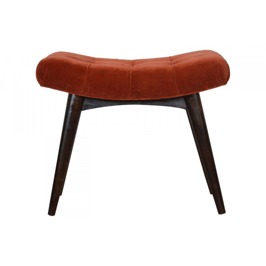 Artisan Curved Bench - Brick Red, Velvet