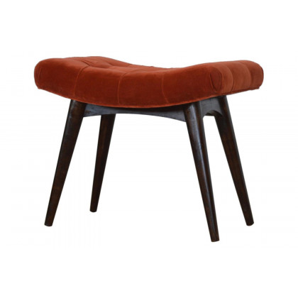 Artisan Curved Bench - Brick Red, Velvet