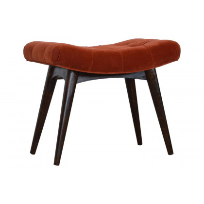 Artisan Curved Bench - Brick Red, Velvet