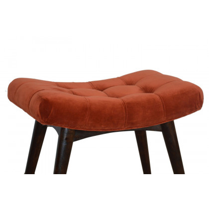 Artisan Curved Bench - Brick Red, Velvet