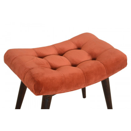 Artisan Curved Bench - Brick Red, Velvet