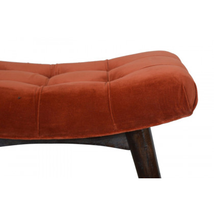 Artisan Curved Bench - Brick Red, Velvet
