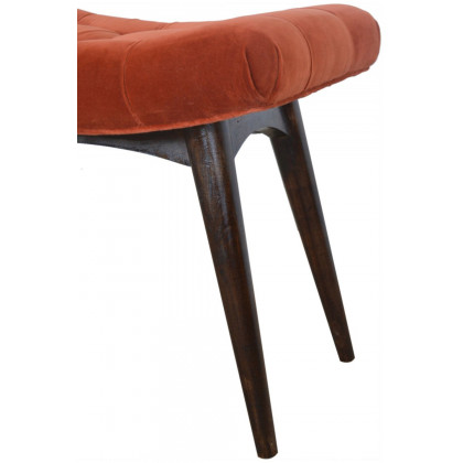 Artisan Curved Bench - Brick Red, Velvet