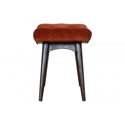 Artisan Curved Bench - Brick Red, Velvet