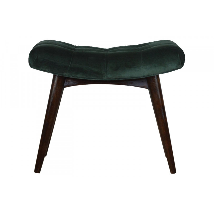 Artisan Curved Bench - Emerald Green, Velvet