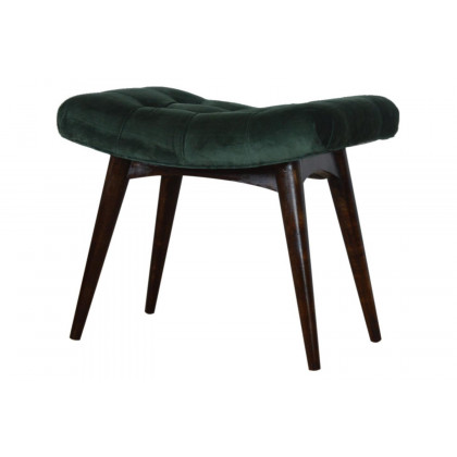 Artisan Curved Bench - Emerald Green, Velvet