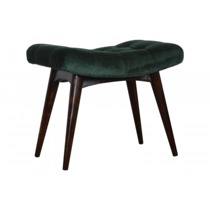 Artisan Curved Bench - Emerald Green, Velvet