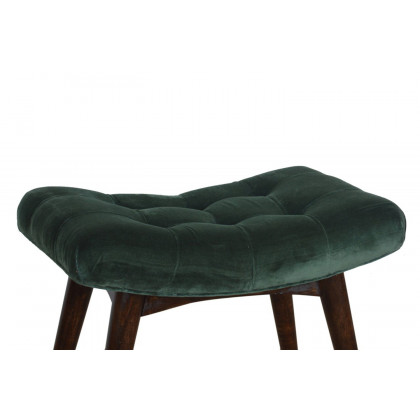 Artisan Curved Bench - Emerald Green, Velvet