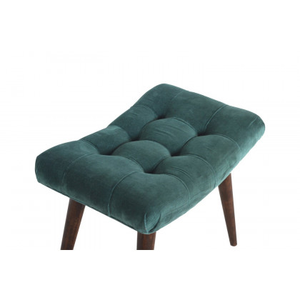 Artisan Curved Bench - Emerald Green, Velvet