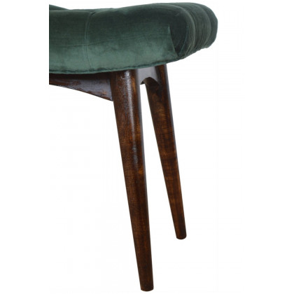 Artisan Curved Bench - Emerald Green, Velvet