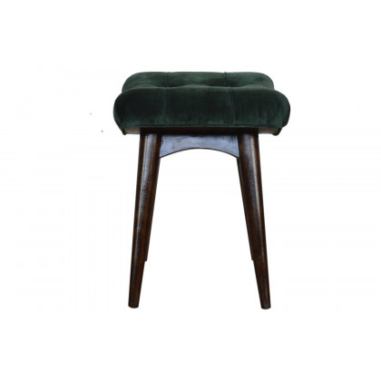 Artisan Curved Bench - Emerald Green, Velvet