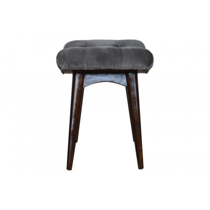 Artisan Curved Bench - Gray, Velvet