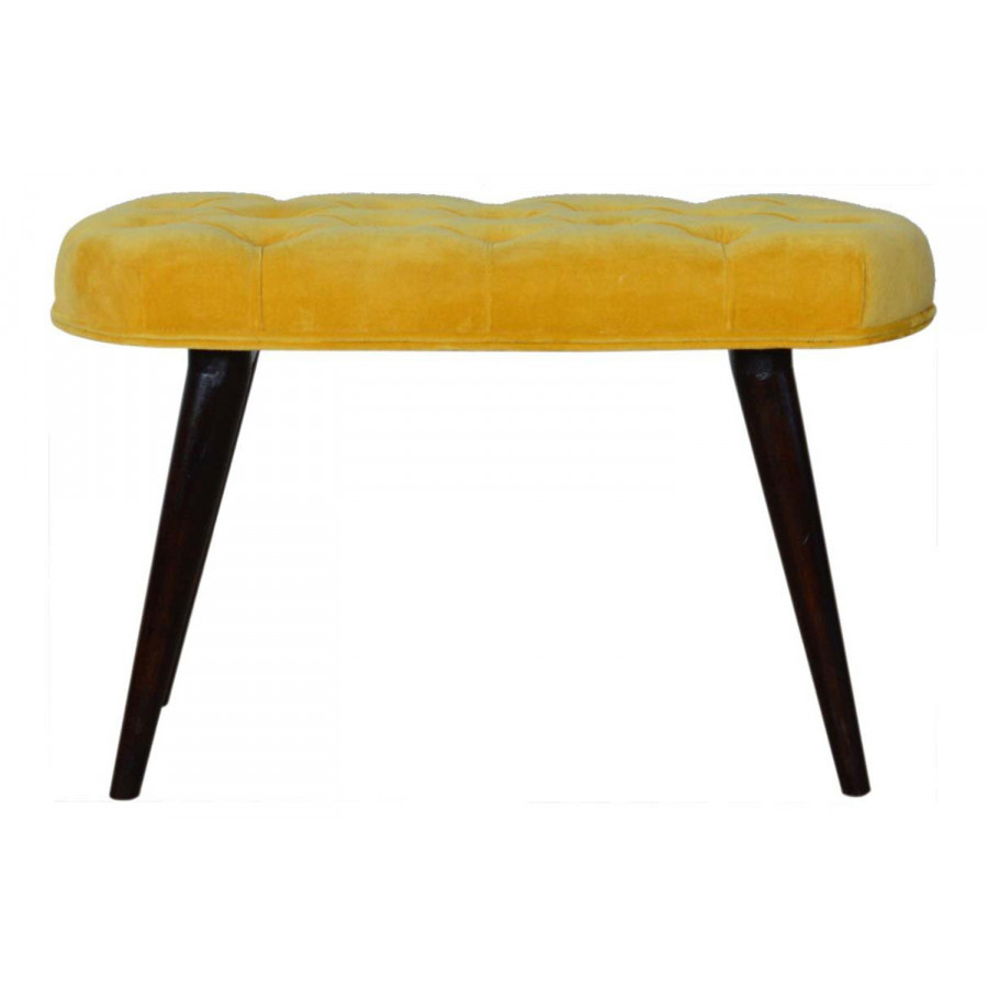 Artisan Deep Button Bench - Mustard, Velvet