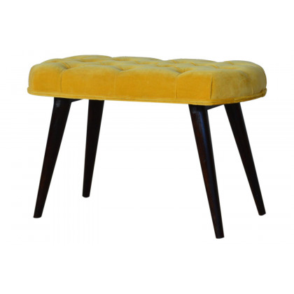 Artisan Deep Button Bench - Mustard, Velvet