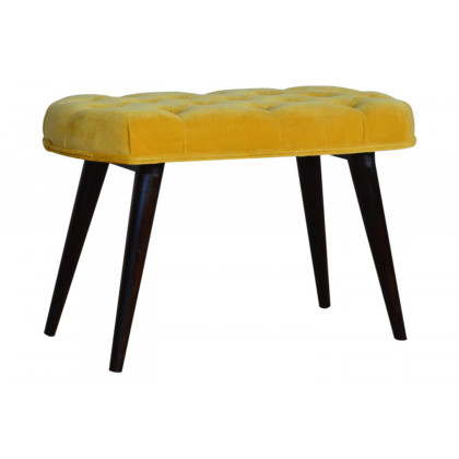 Artisan Deep Button Bench - Mustard, Velvet