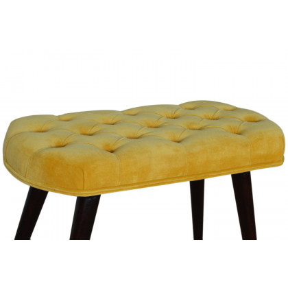 Artisan Deep Button Bench - Mustard, Velvet