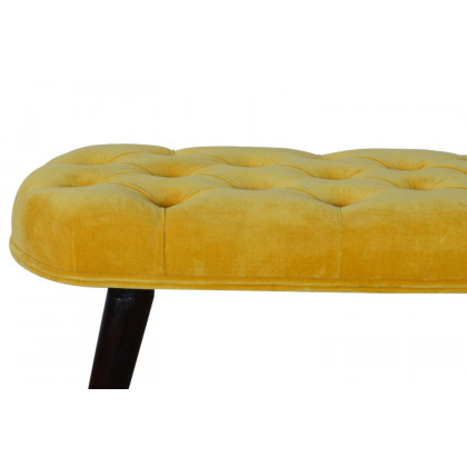 Artisan Deep Button Bench - Mustard, Velvet