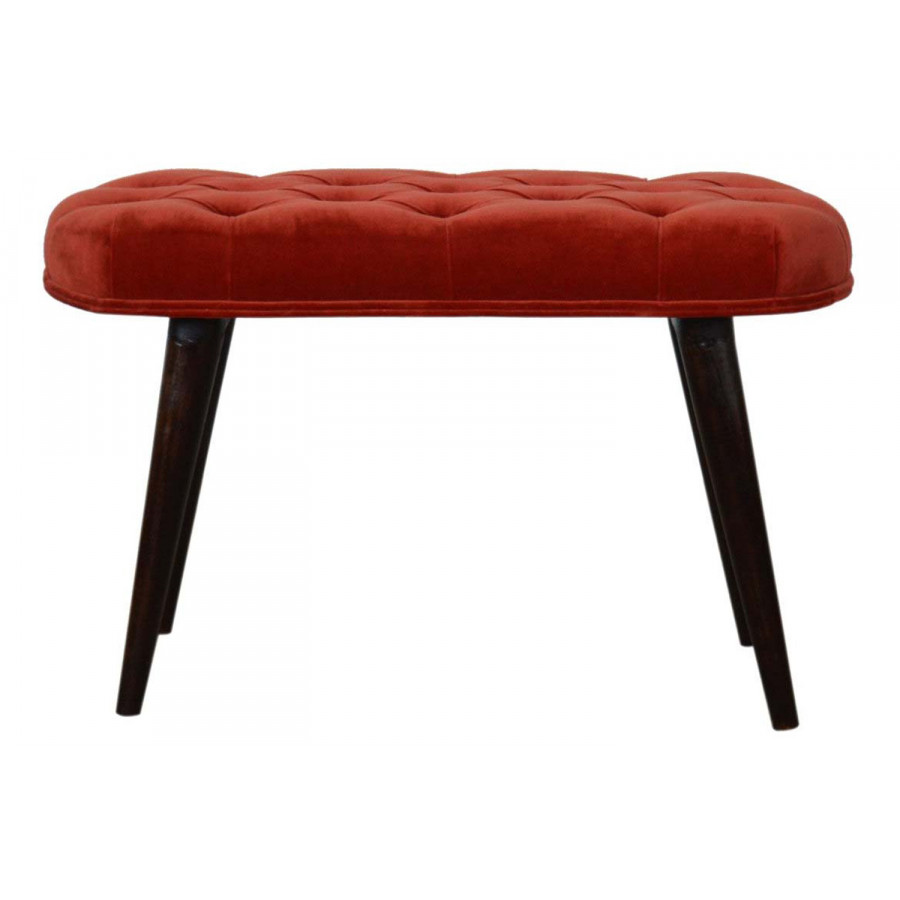 Artisan Deep Button Bench - Brick Red, Velvet