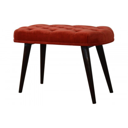Artisan Deep Button Bench - Brick Red, Velvet