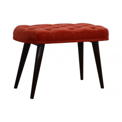 Artisan Deep Button Bench - Brick Red, Velvet