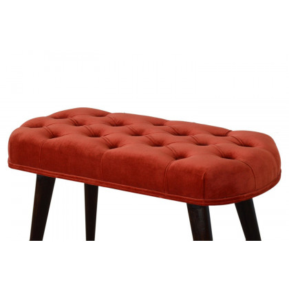 Artisan Deep Button Bench - Brick Red, Velvet