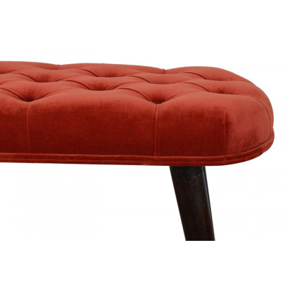 Artisan Deep Button Bench - Brick Red, Velvet